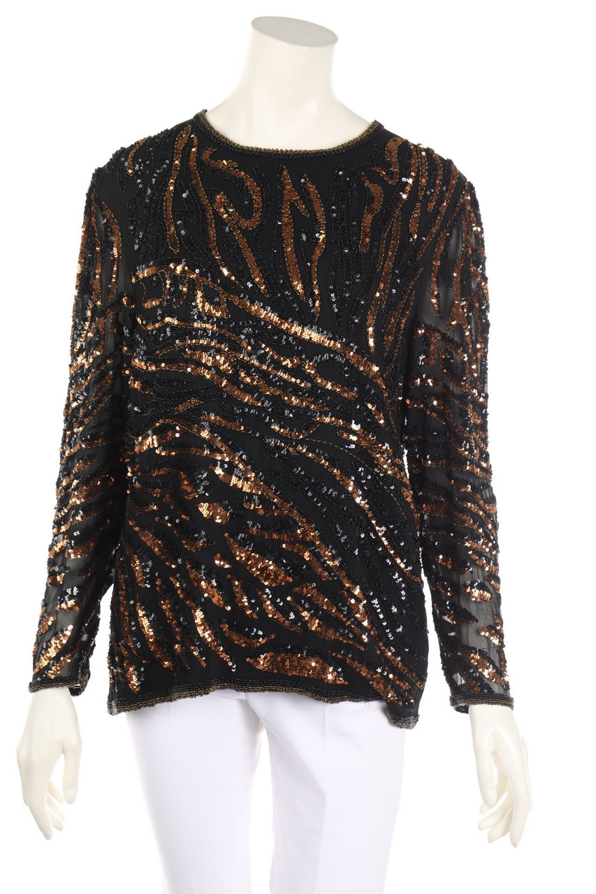 SWEE LO - Seiden-Bluse mit Pailletten - L