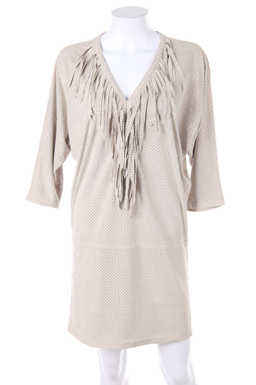 SECONDHAND - Faux Leather-Minikleid mit Fransen - D 38