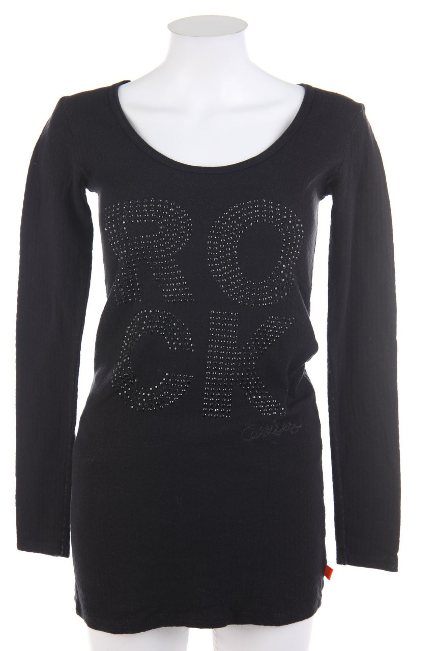 Le temps des Cerises - Strick-Pullover mit Schmuckstein-Applikation - XS