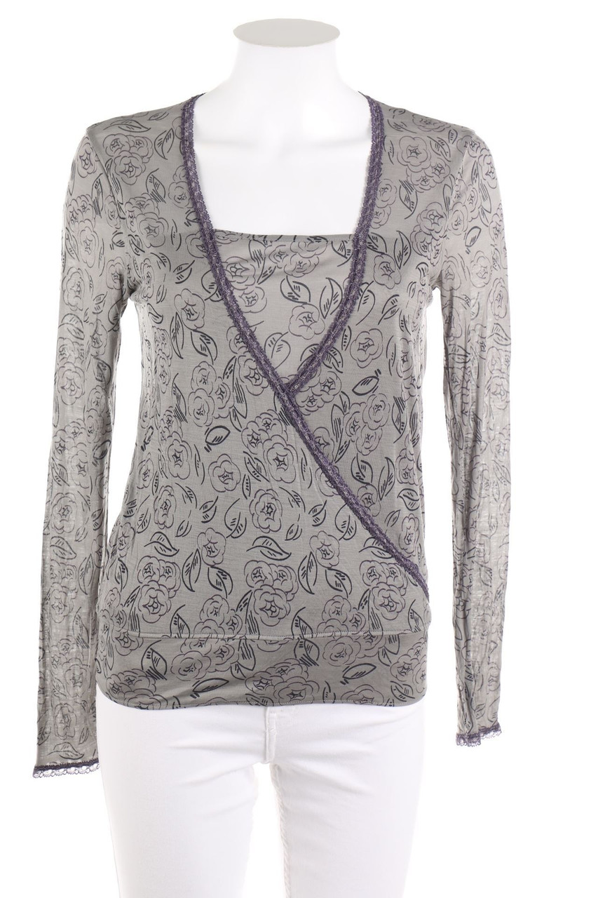KOOKAI - Longsleeve-Shirt in Wickel-Optik mit Blumen-Print - D 36