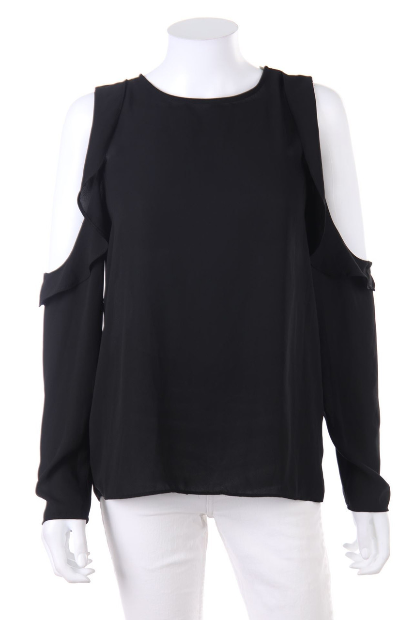 PULL&BEAR - Cold-Shoulder-Bluse mit Volants - L