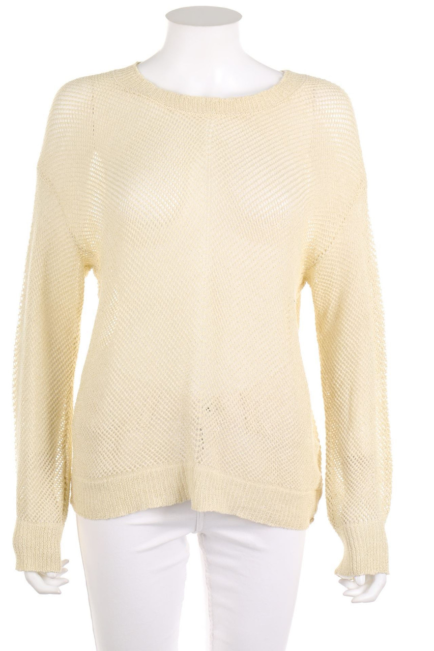 kaffe - Glitzer-Strick-Pullover aus Lochstrick - S