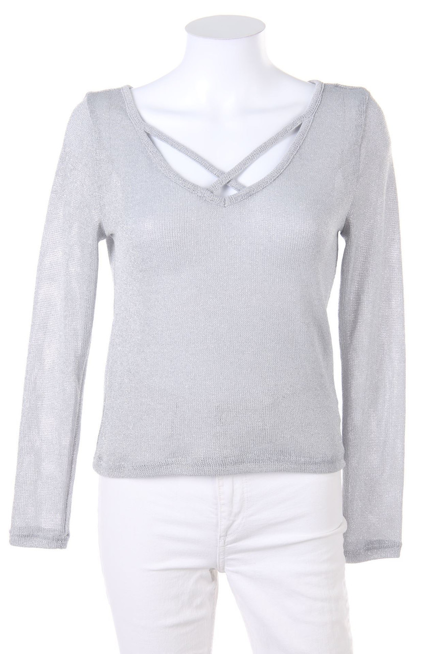 H&M - Glitzer-Strick-Pullover mit Schnürung - M