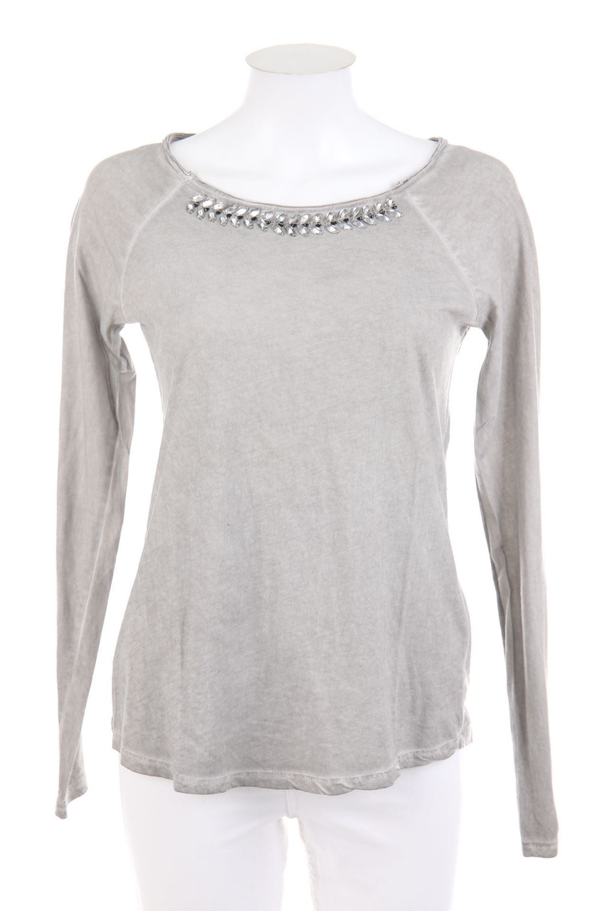 HALLHUBER - Garment Dyed-Longsleeve-Shirt mit Schmuckstein-Applikation - S