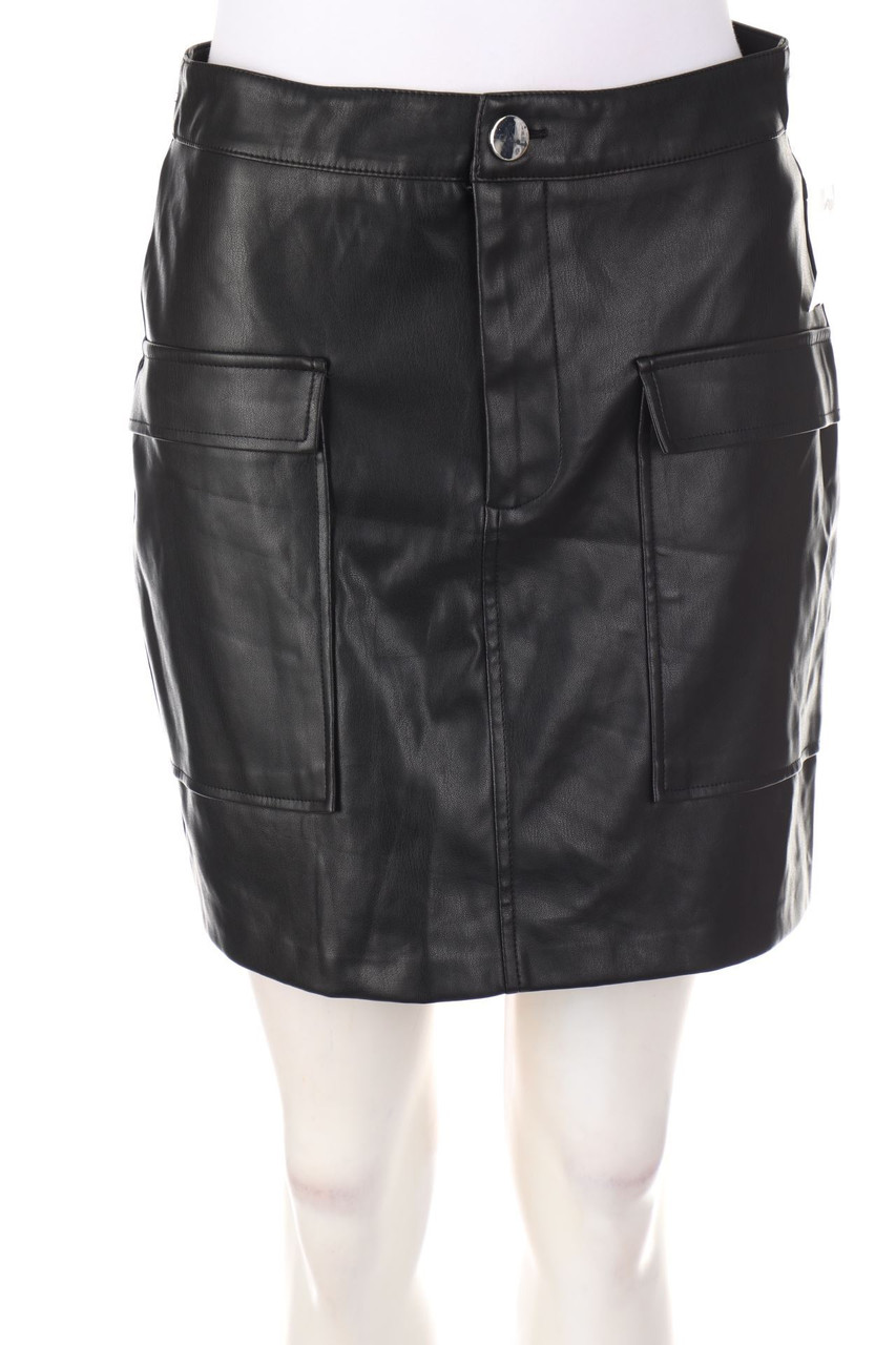 AMISU - Faux Leather-Mini-Rock mit aufgesetzten Taschen - D 38