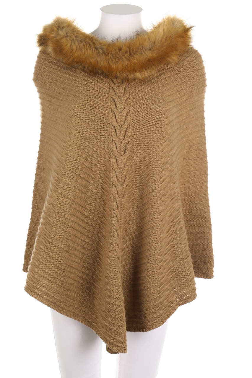 Chicorée - Poncho mit Faux Fur-Kragen - ONE SIZE