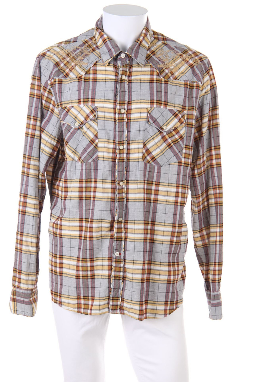 GUESS - kariertes Hemd mit Stickereien - XXL