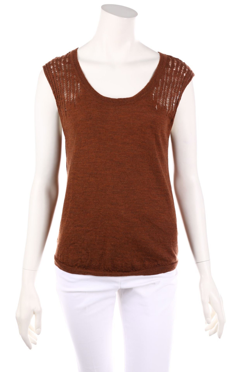 PUR BIG NUR ZÜRICH - Strick-Top aus Schurwolle mit Lochstrick-Details - M