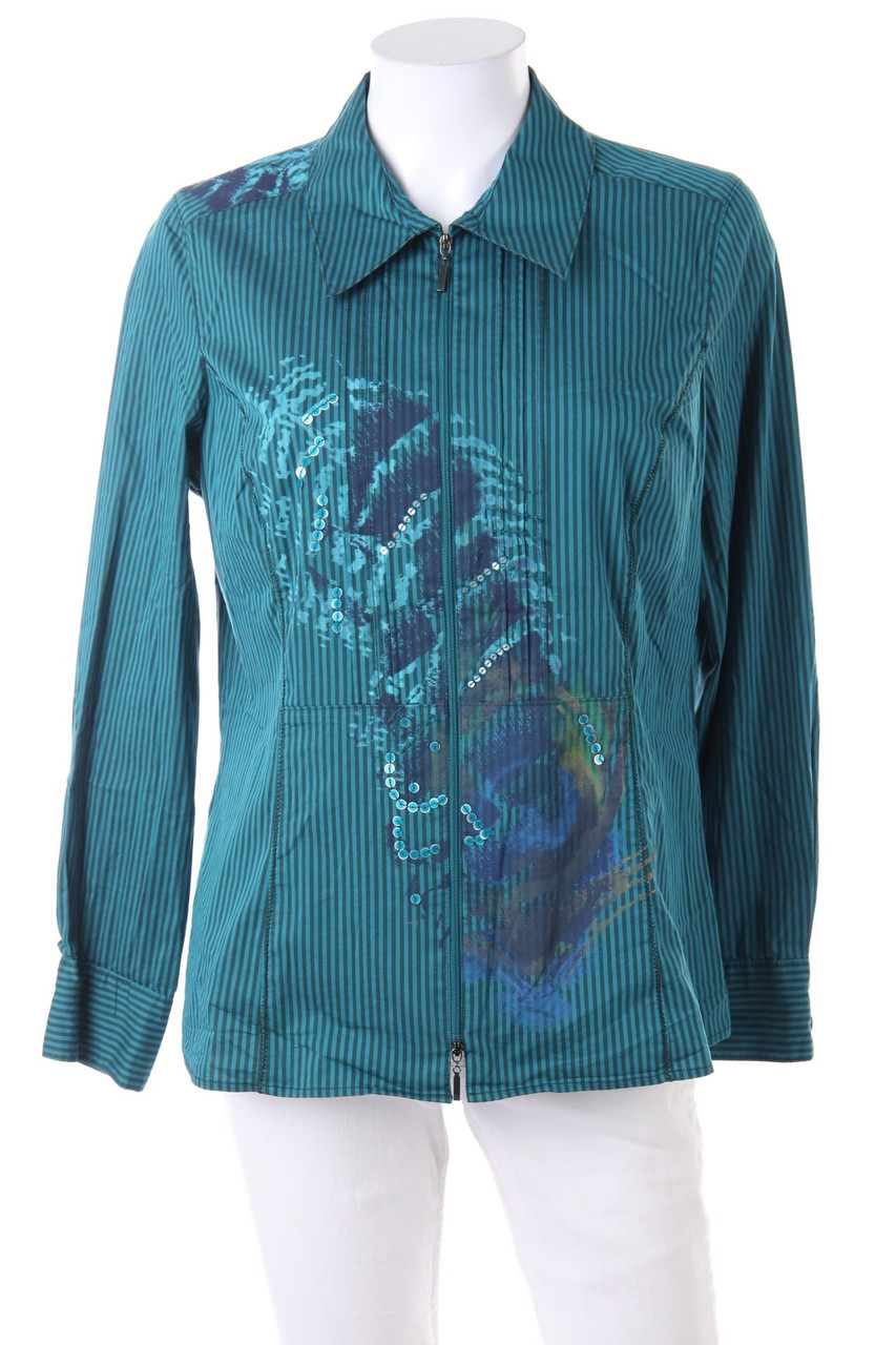 BONITA - Streifen-Hemd-Bluse mit Reißverschluss - D 40