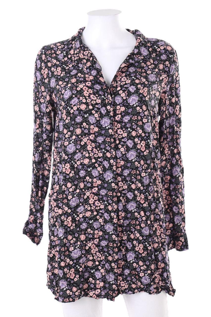 Ohne Label - Hemd-Bluse mit Blumen-Print - S