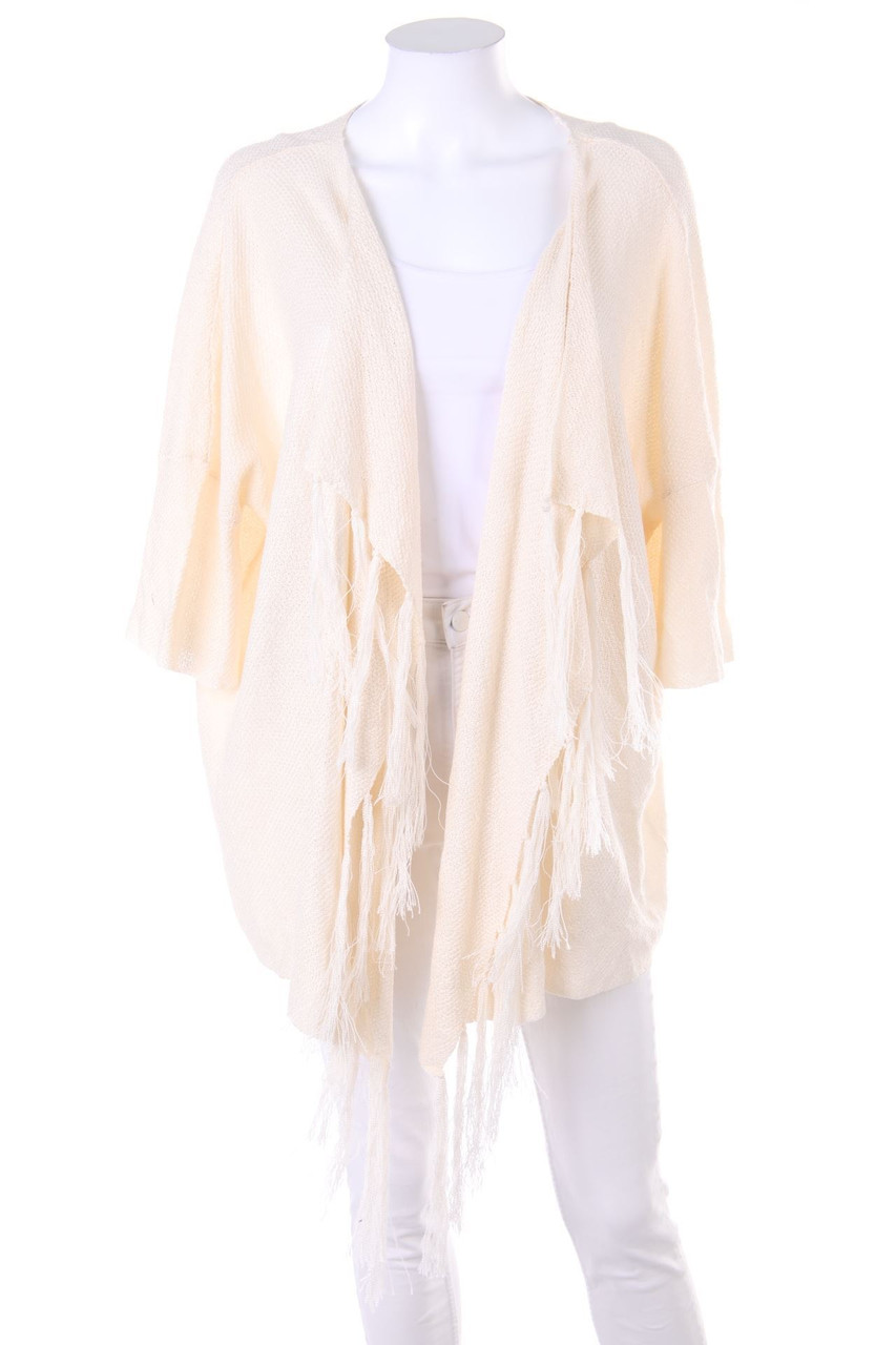 zebra - Fransen-Cardigan mit überschnittener Schulter - M