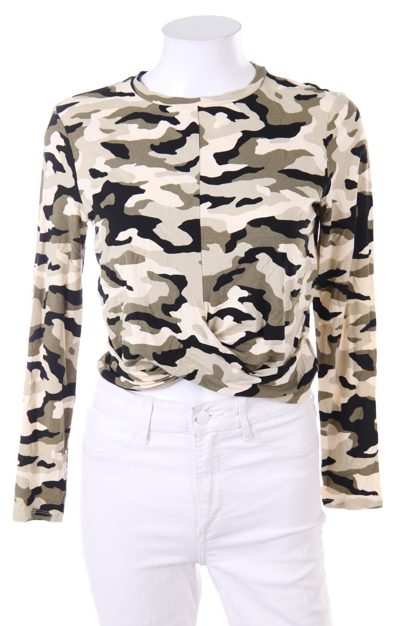 TALLY WEiJL - Camouflage-Longsleeve-Shirt in Wickel-Optik - L