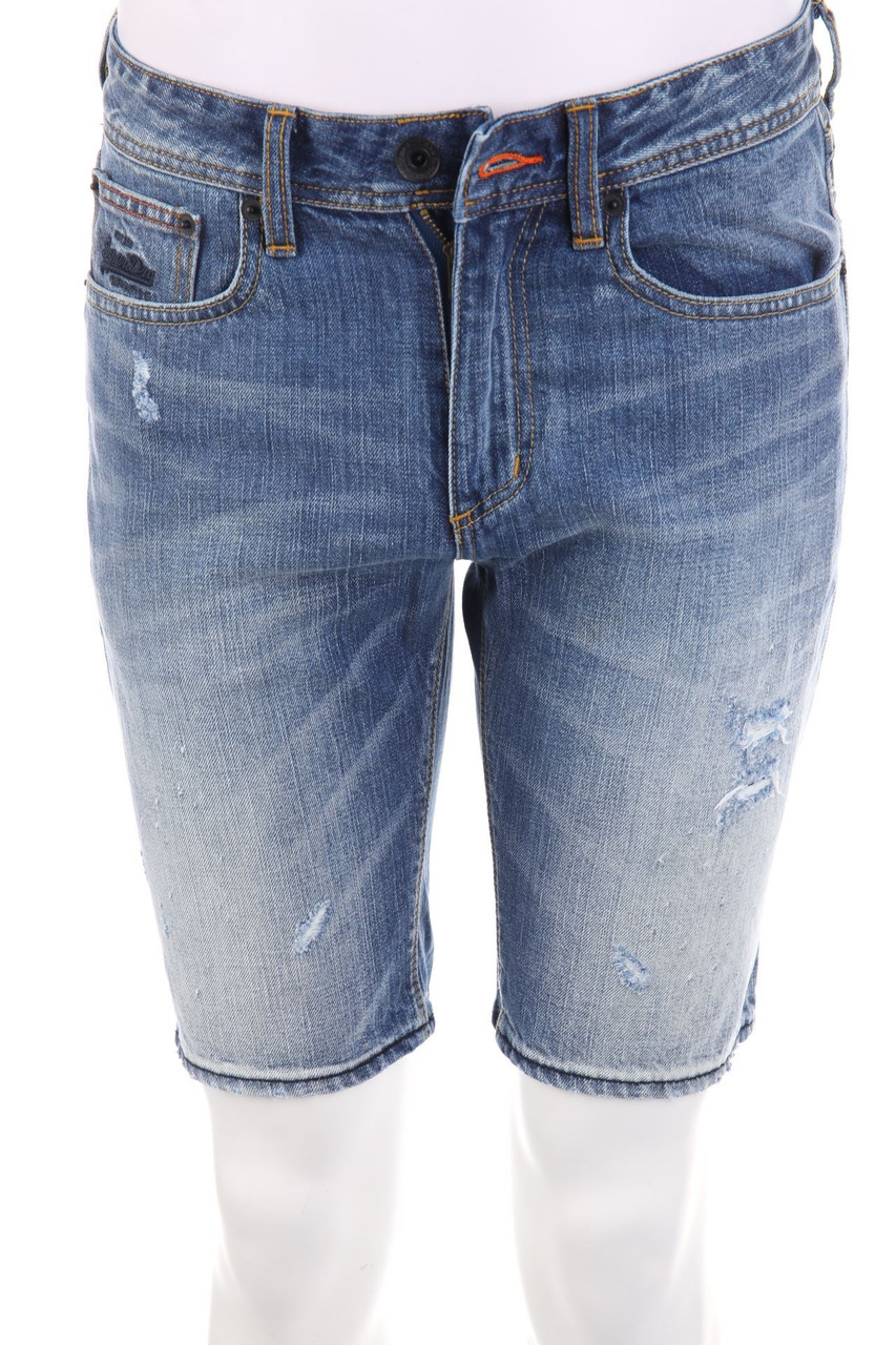 Superdry - Used Look Jeans-Shorts im Used Look mit Logo-Prägung - M