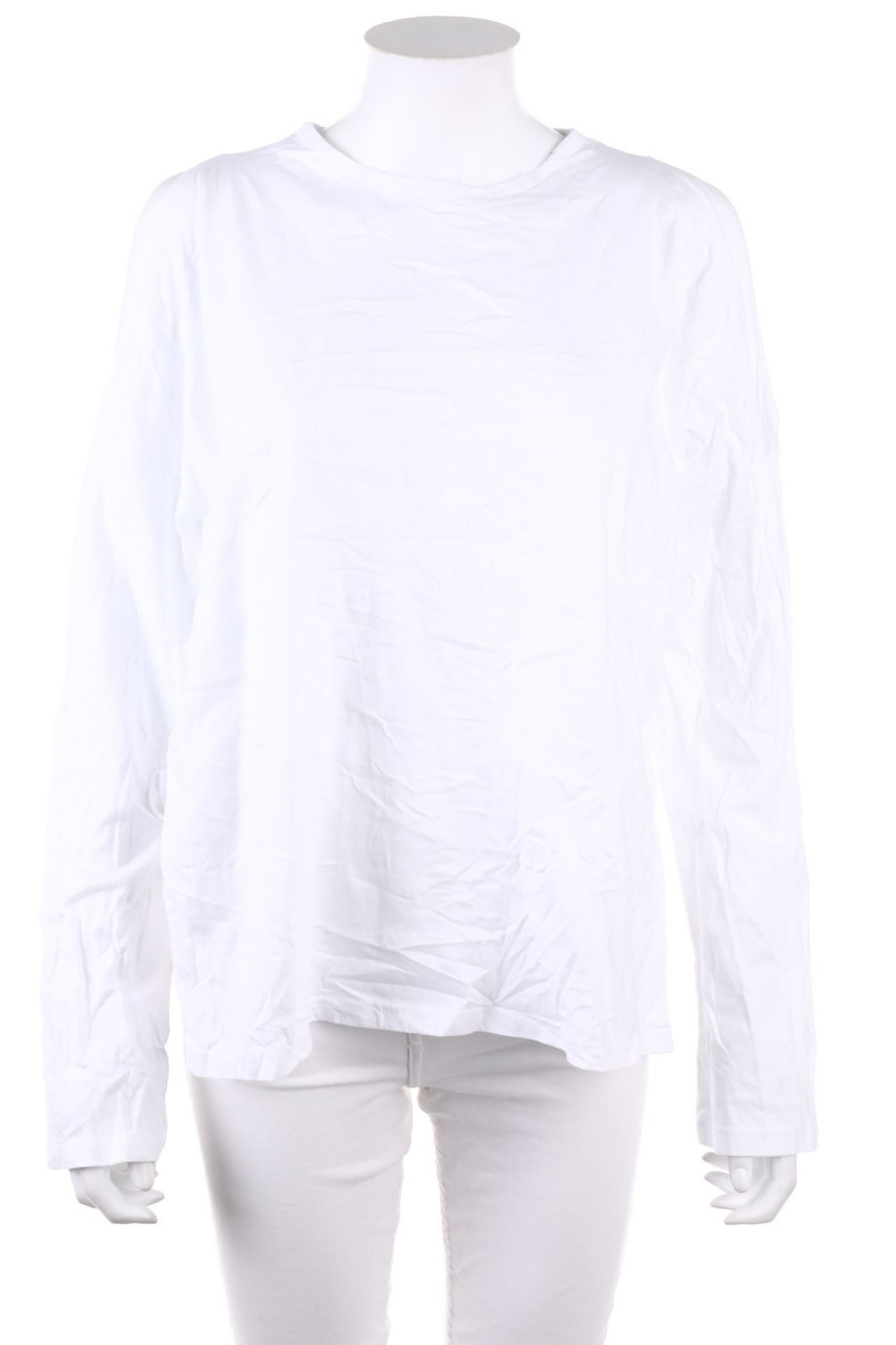 Ohne Label - Cold-Shoulder-Longsleeve-Shirt in Wickel-Optik - L