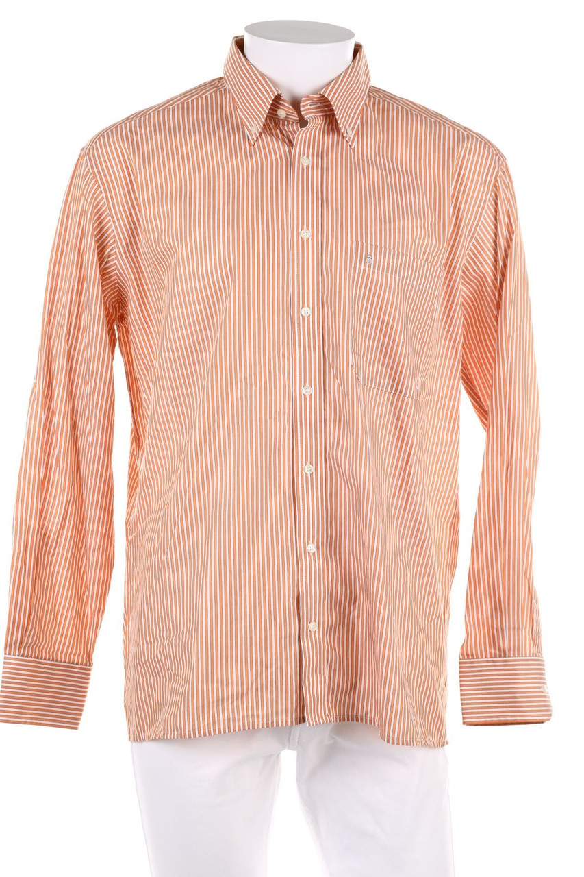 eterna - gestreiftes Button-down-Hemd mit Logo-Stickerei - 41