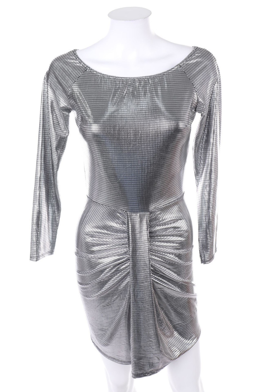 Ohne Label - Metallic-Party-Kleid mit Raffungen - D 34-36