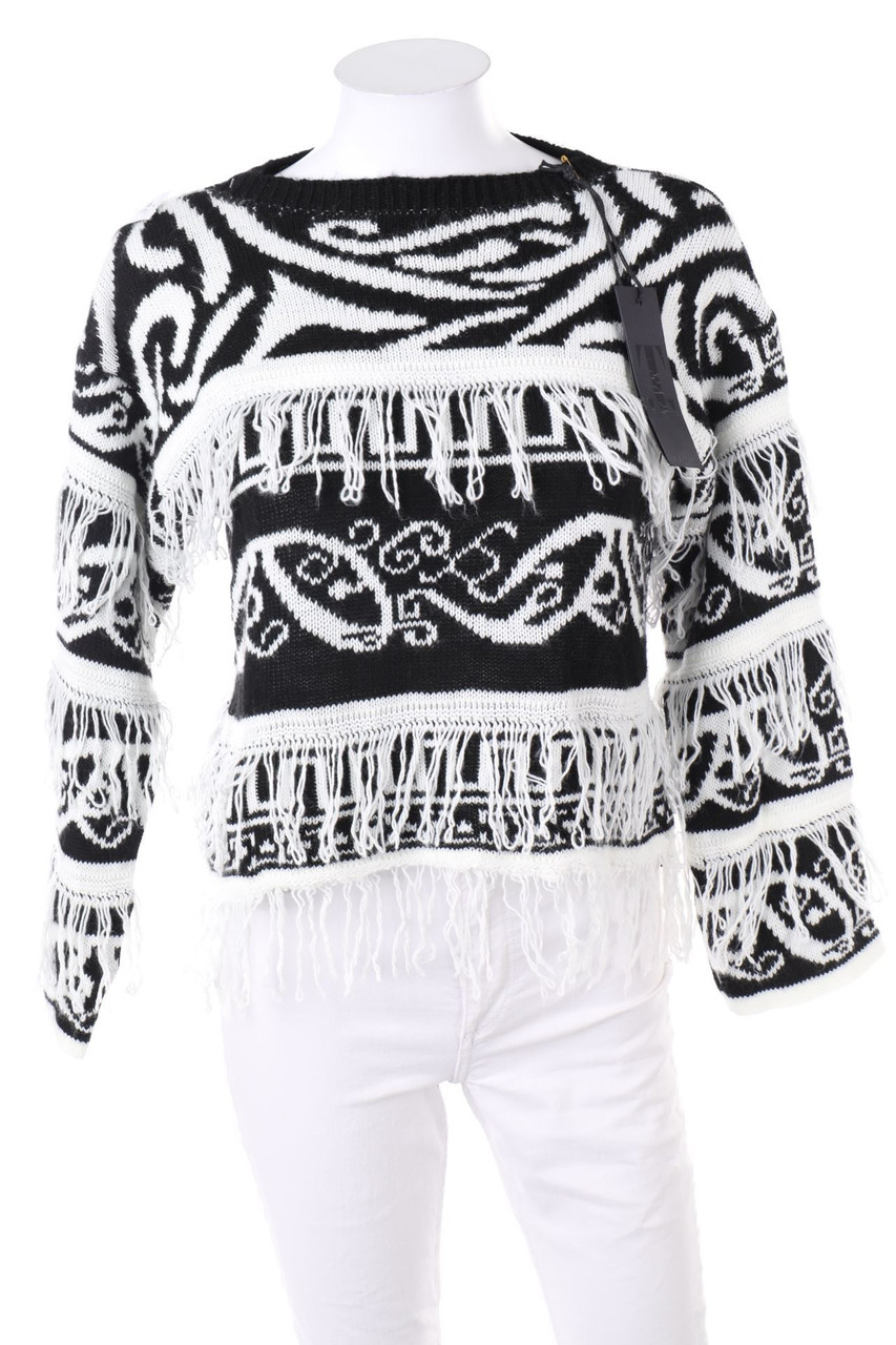 TIF TIFFY - Muster-Strick-Pullover mit Fransen - XS