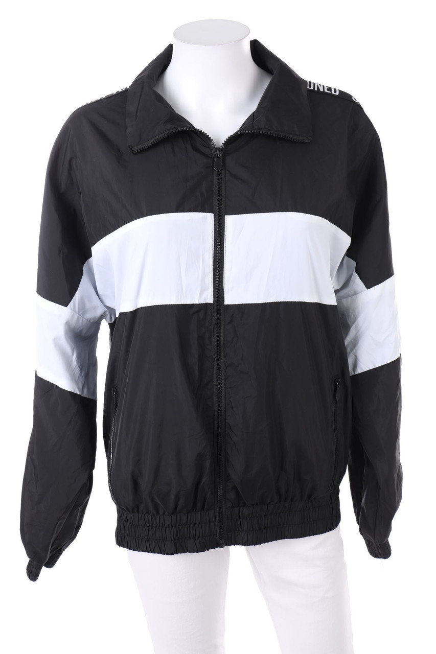 Bershka - Streifen-Blouson-Jacke mit Statement-Print - S