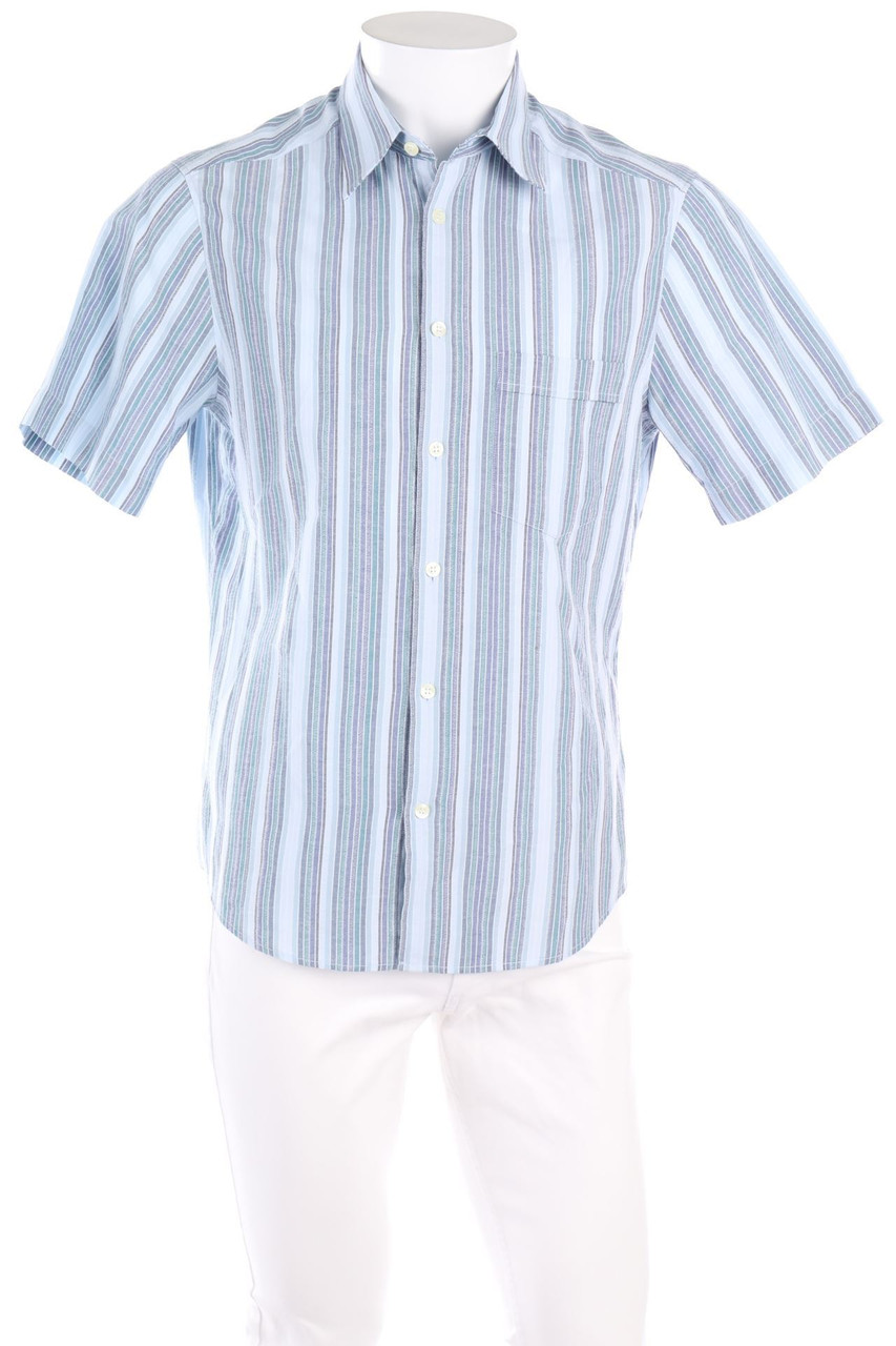 H&M - Streifen-Kurzarm-Hemd mit aufgesetzten Taschen - M