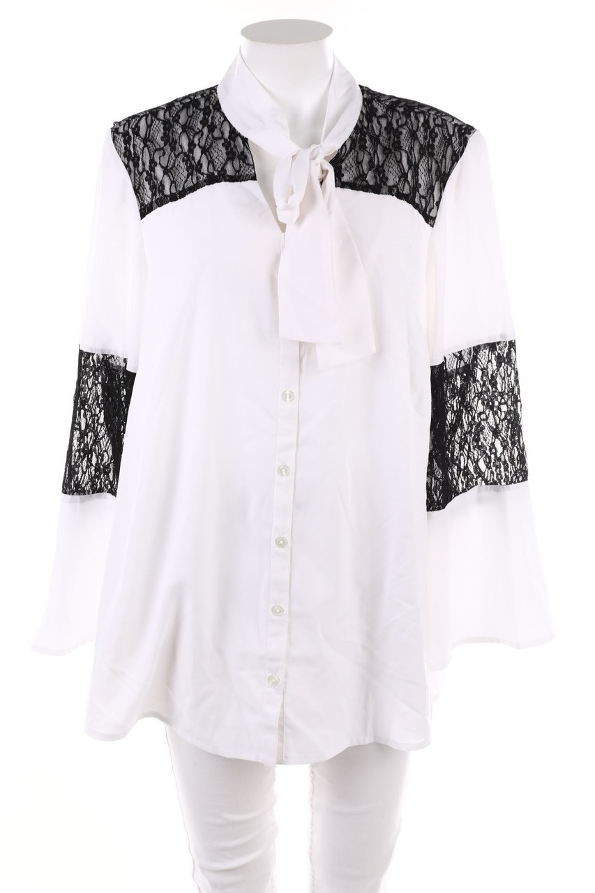 MIAMODA - Spitzen-Hemd-Bluse mit Schluppe - D 46