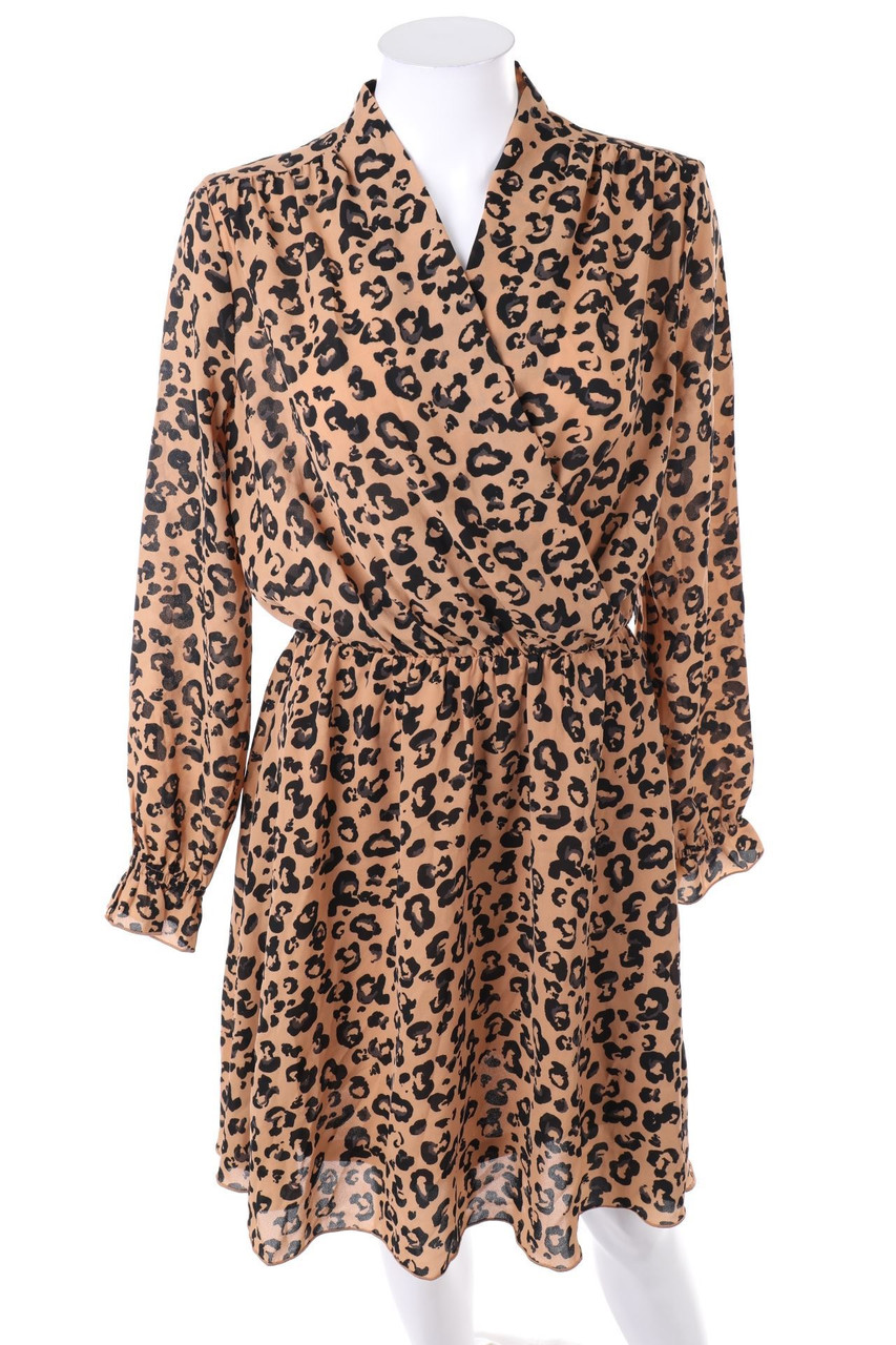 AWARE BY VERO MODA - Kleid in Wickel-Optik mit Leo-Print - S