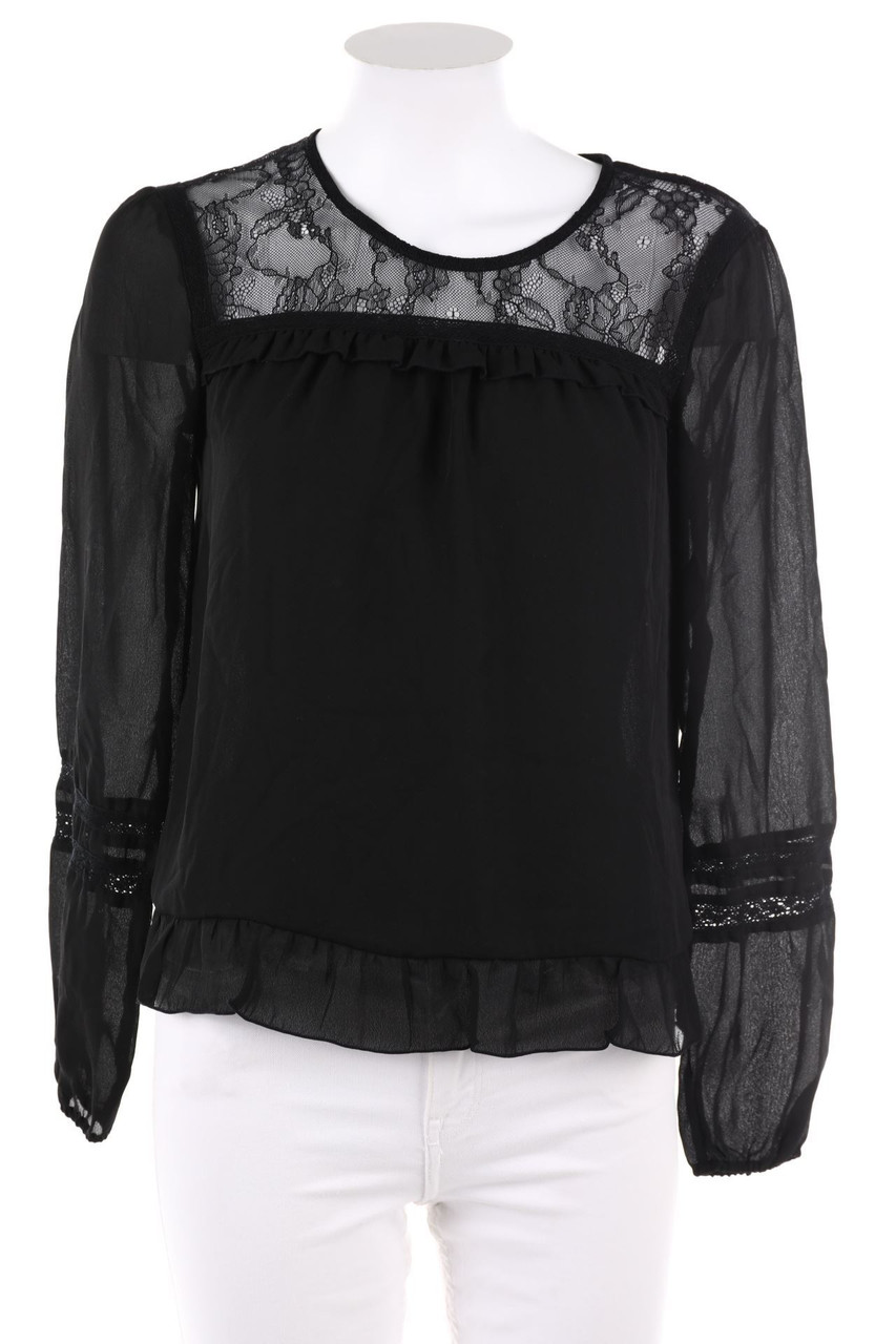 Miss LIBERTO - Volant-Bluse mit Spitzen-Einsatz - D 34