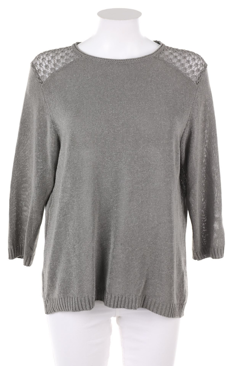 RABE - Basic-Strick-Pullover mit Häkelspitze - D 44