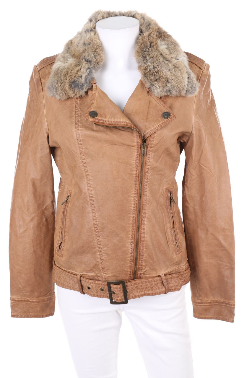 KAPORAL - Echt-Pelz-Jacke aus Kunstleder mit asymmetrischem Schnitt - M