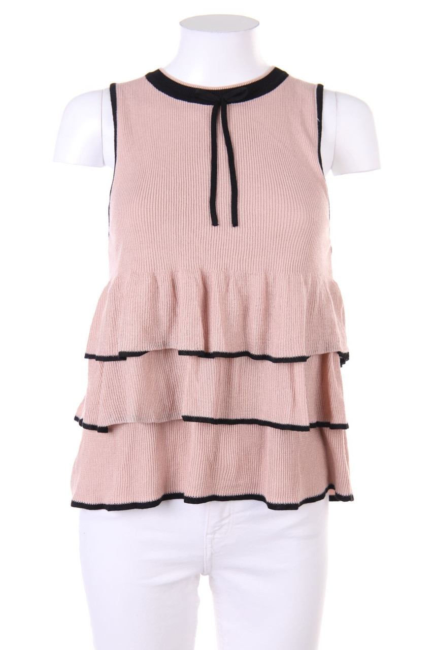 ZARA - Volants-Strick-Top mit Schleife - M