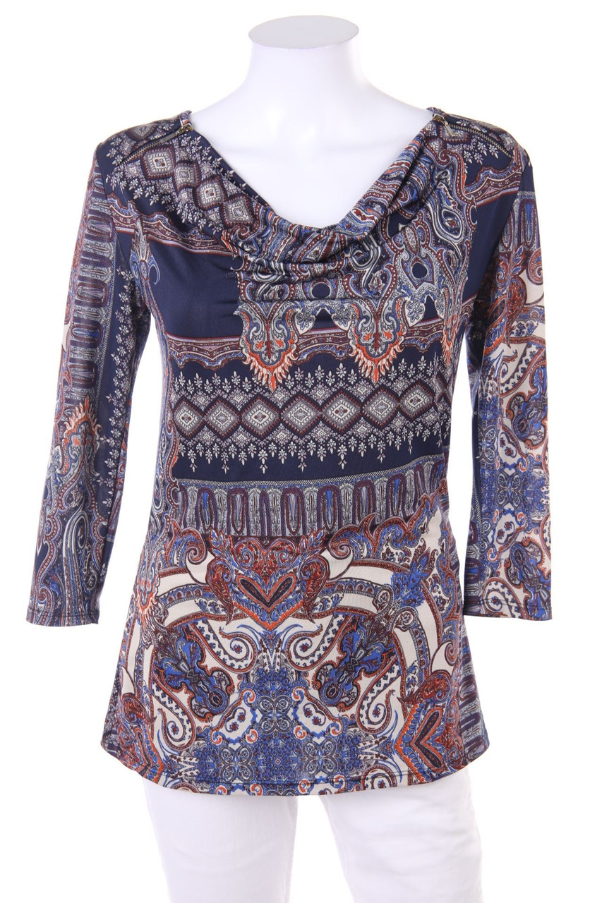 MORGAN - Ethno-Bluse mit Wasserfall-Ausschnitt - S