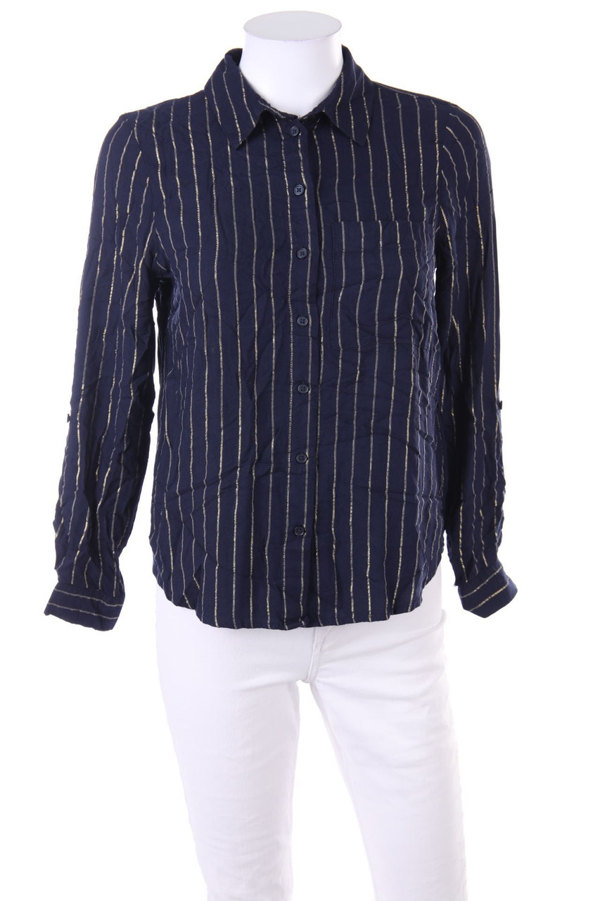 ONLY - Streifen-Hemd-Bluse mit Krempel-Ärmeln - D 34