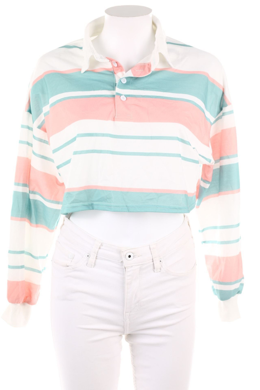 SHEIN - Langarm-Polo-Shirt mit Streifen - S