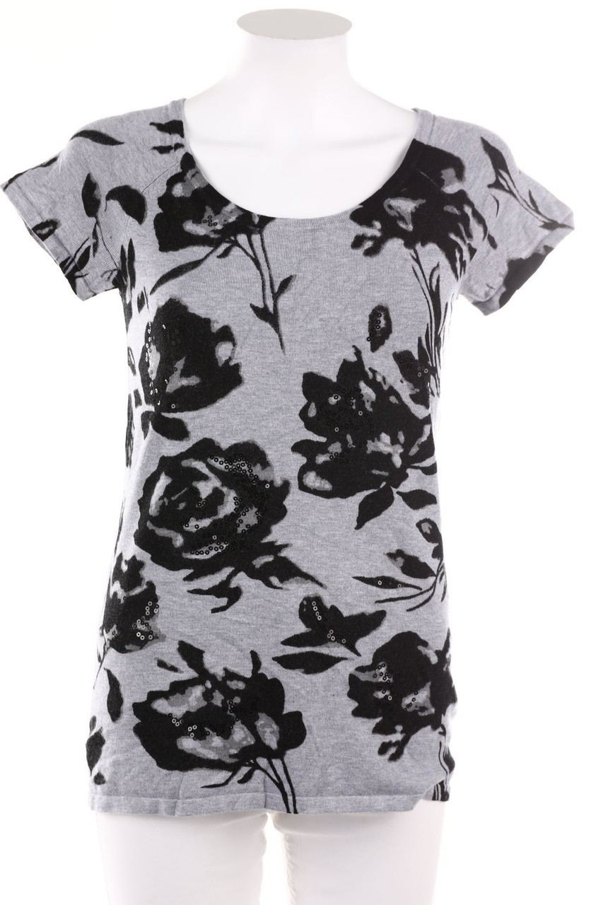 PREMISE STUDIO - Kurzarm-Strick-Pullover mit Pailletten - L