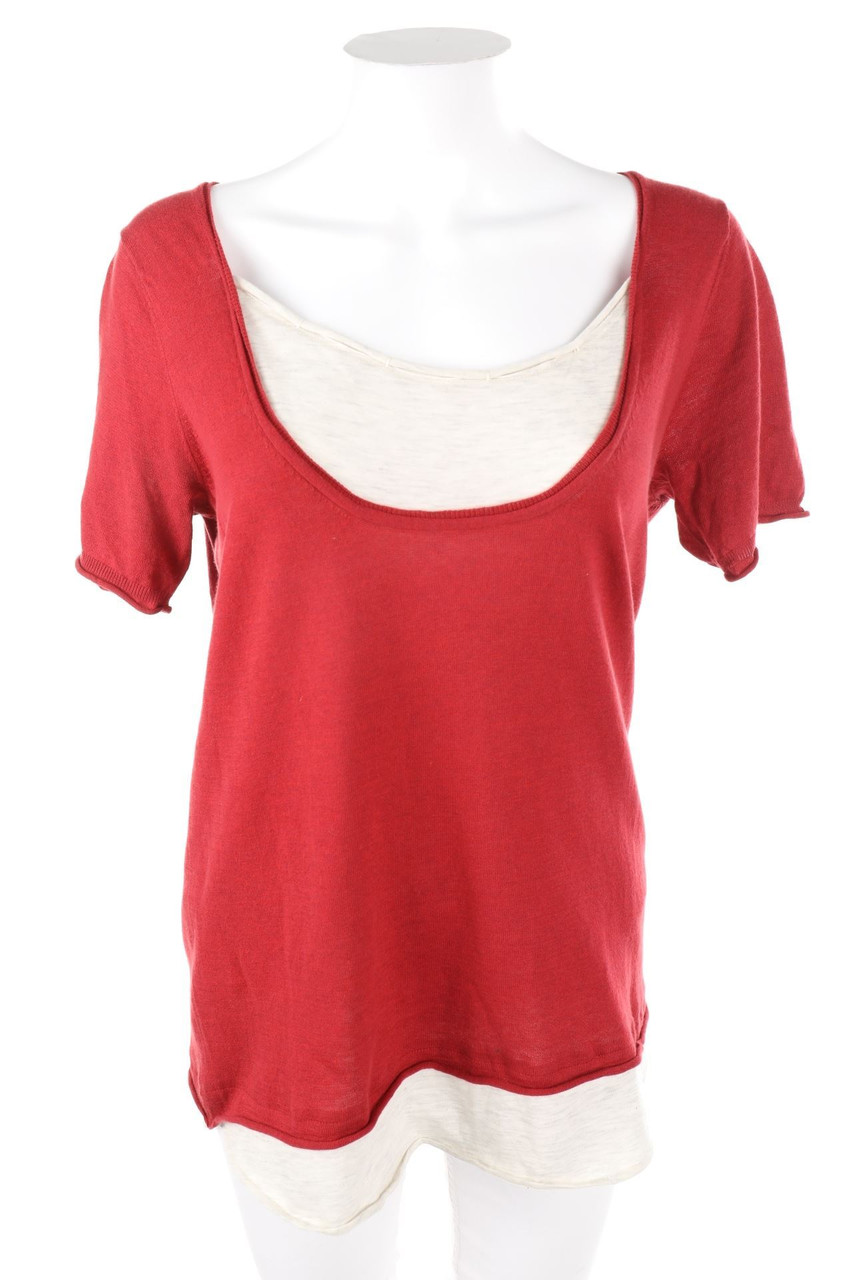 KOOKAI - Kurzarm-Strick-Pullover im Layer Look - D 38