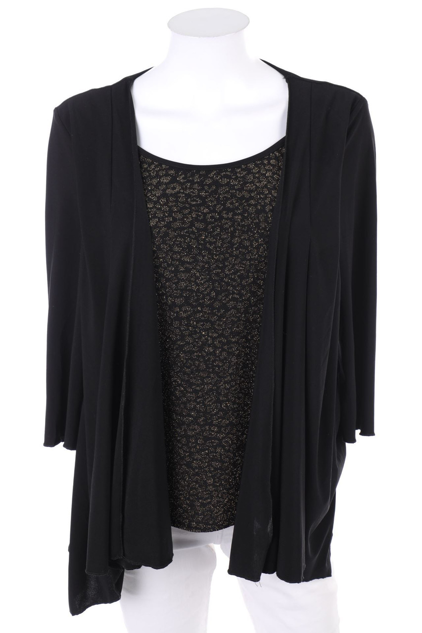 Ohne Label - Bluse im Layer Look mit Glitzer - S