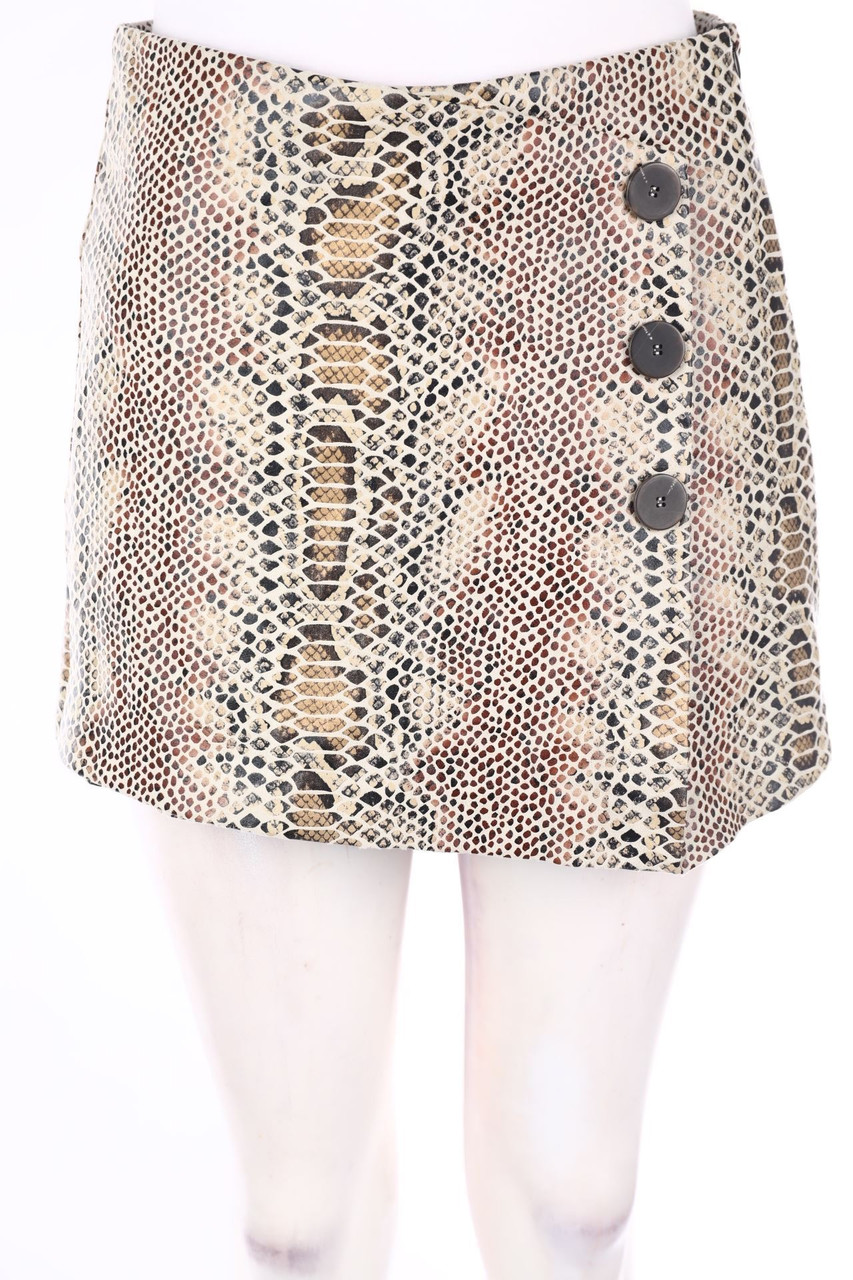 ZARA TRF - Faux Leather-Skort mit Animal-Print - S
