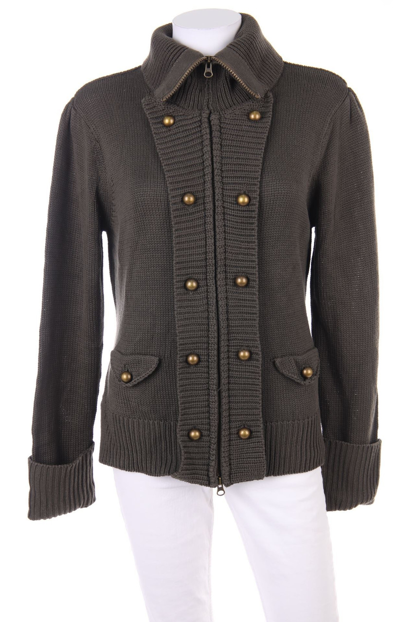 Alba Moda - Cardigan aus Baumwoll-Mix mit aufgesetzten Taschen mit Knöpfen mit Gürtel - D 44-46