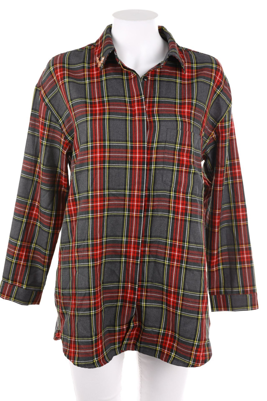 MANGO - Oversize-Hemd-Bluse mit Karo-Muster - M