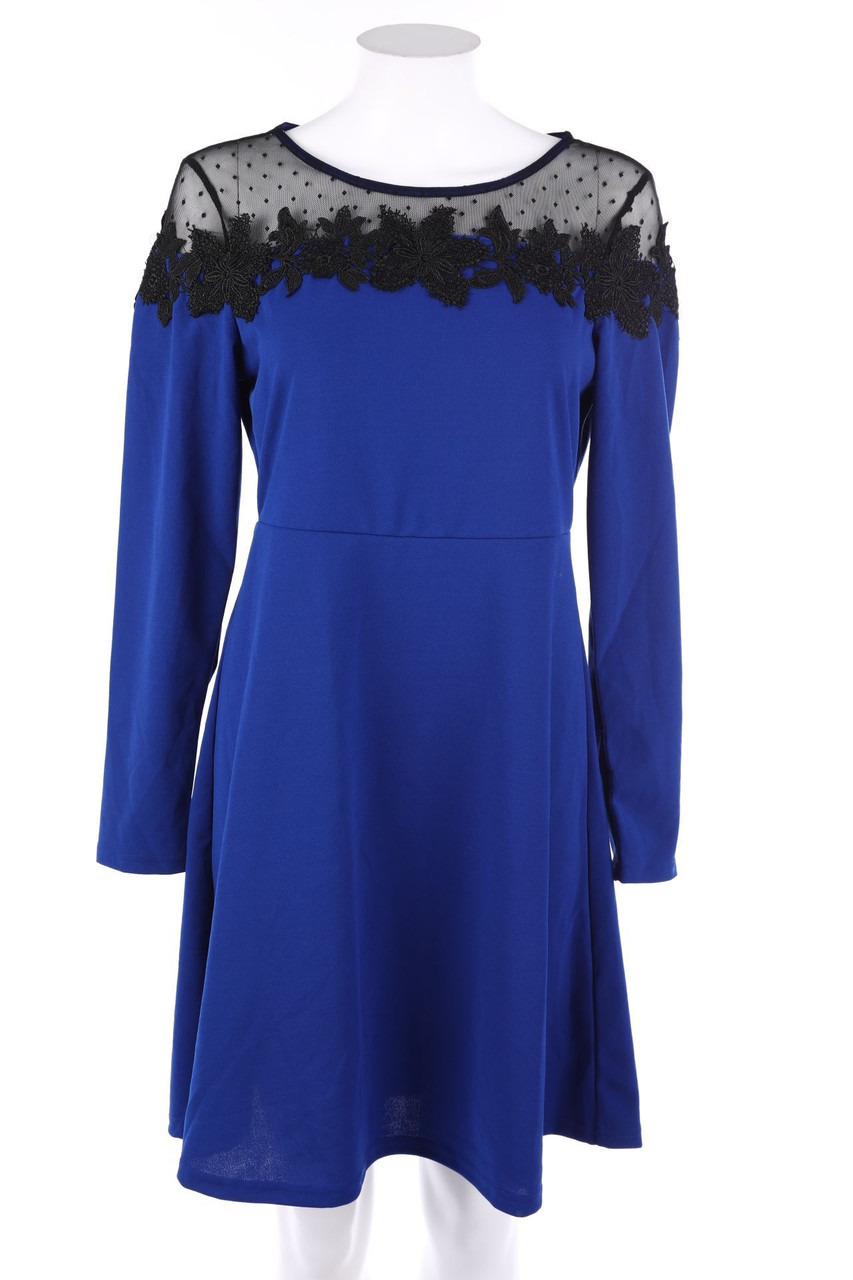 Ohne Label - Abendkleid mit Mesh-Einsatz - S