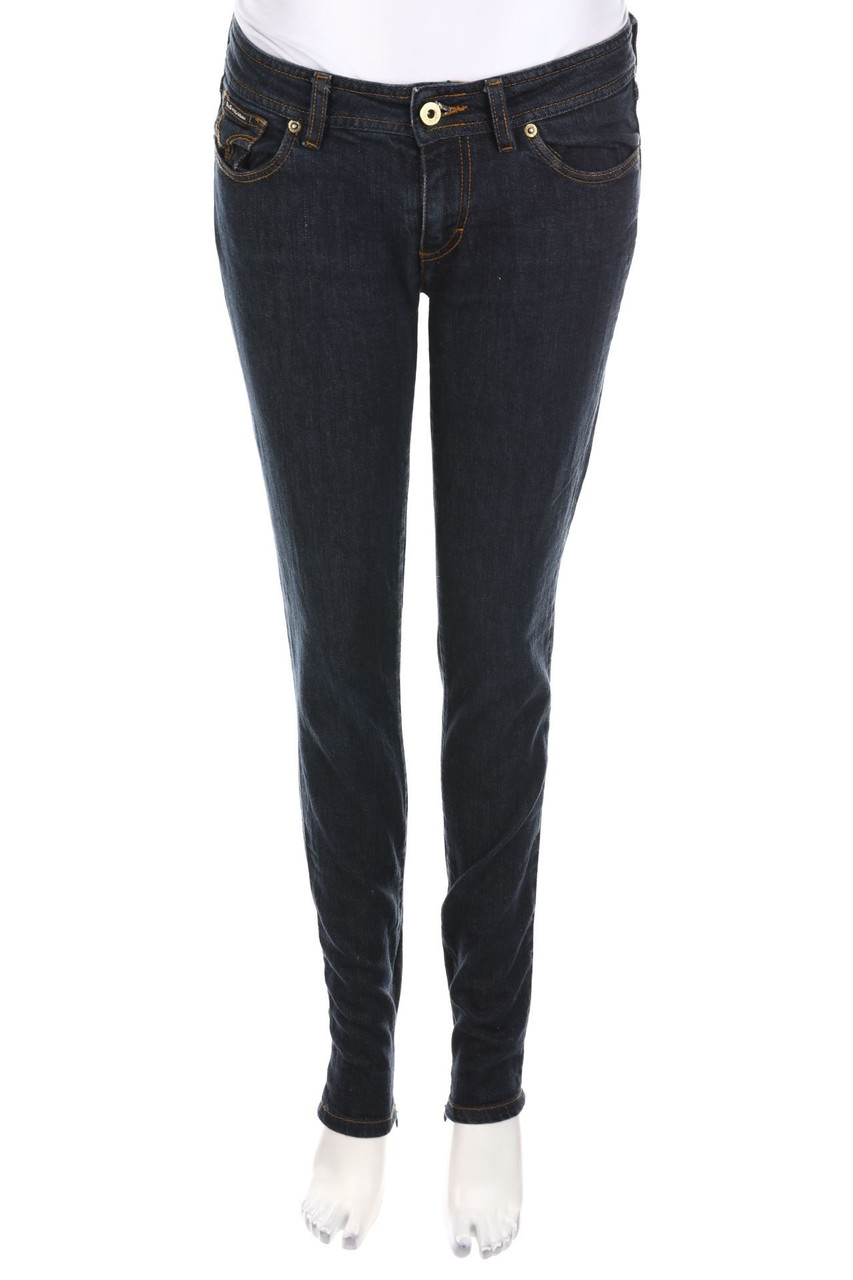 D&G DOLCE & GABBANA - Dark Denim Skinny-Jeans mit Logo-Badge - W28