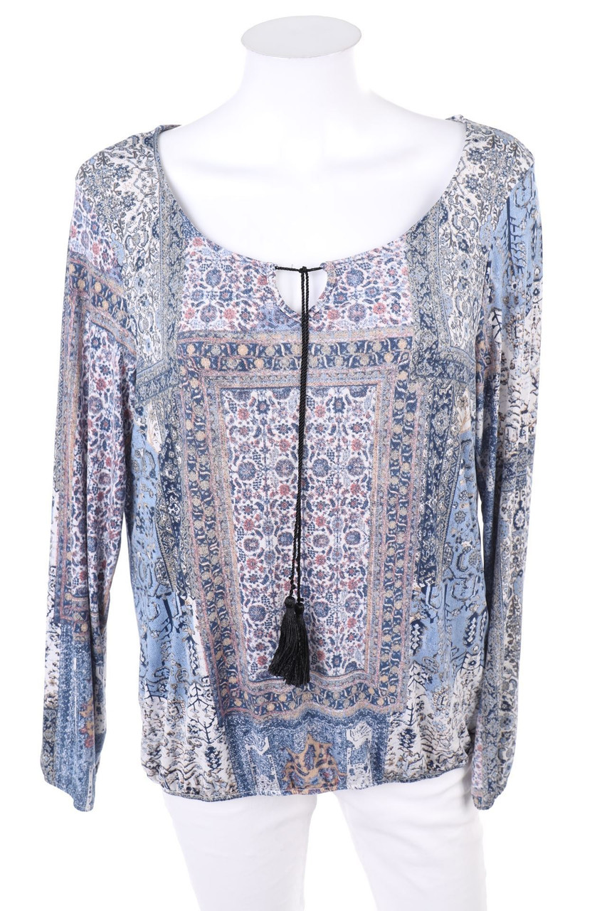 AMISU - Print-Bluse mit Quasten - L