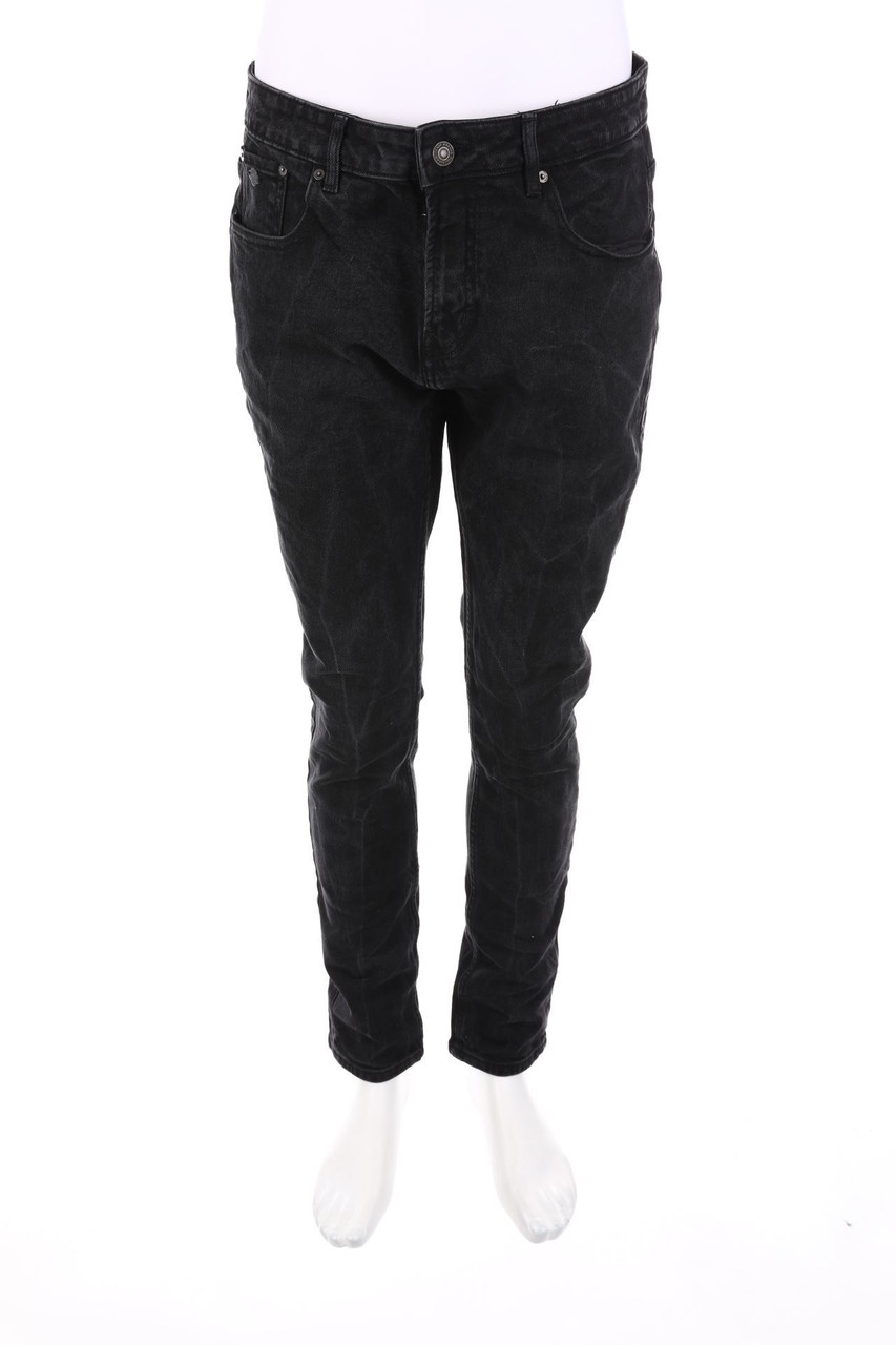 PULL&BEAR - Dark Denim Slim-Jeans im Used Look - 44