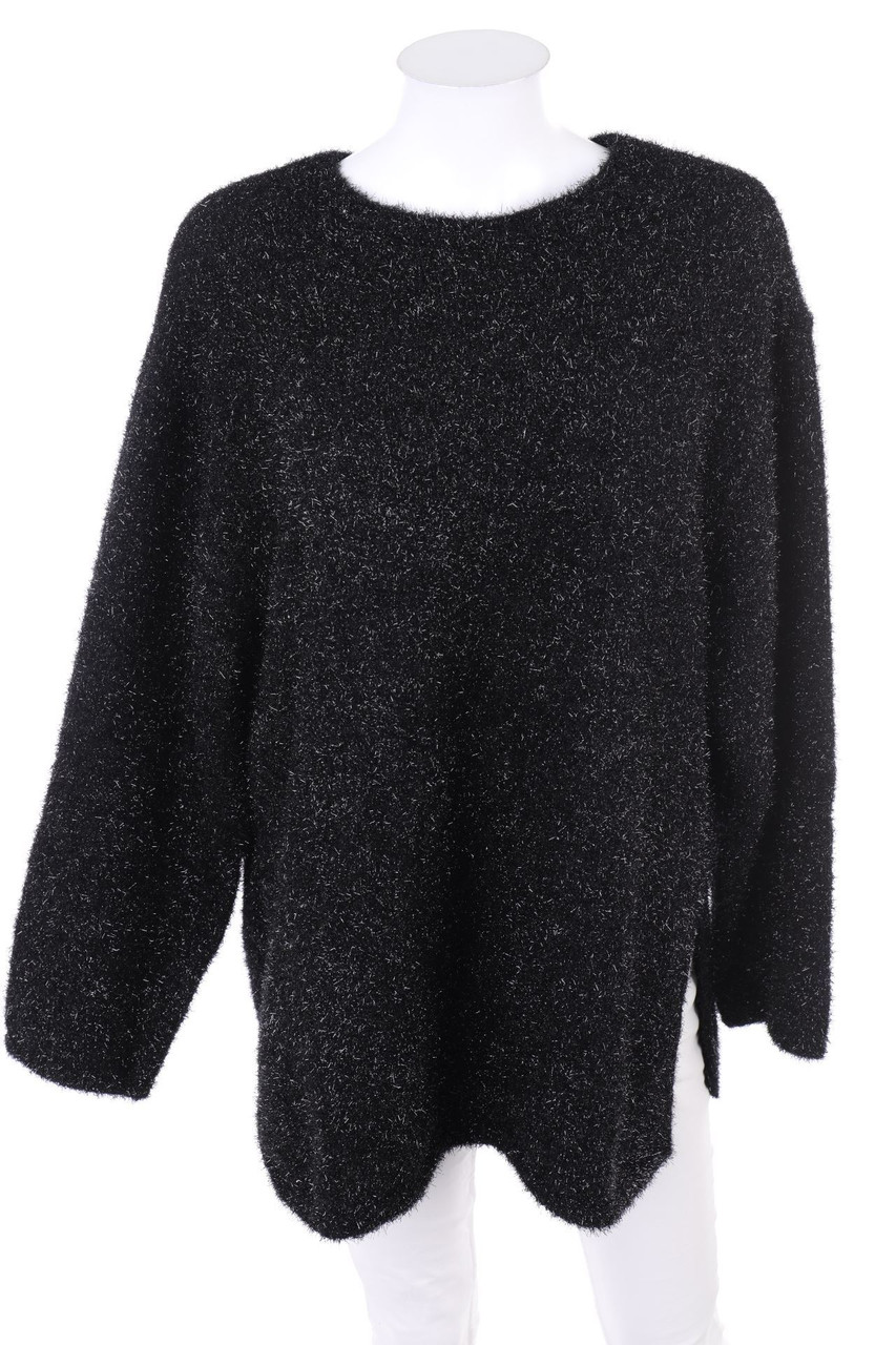 Damen Glitzer Grauer Glitzer Pullover Sissy-Boy Pullover Mit