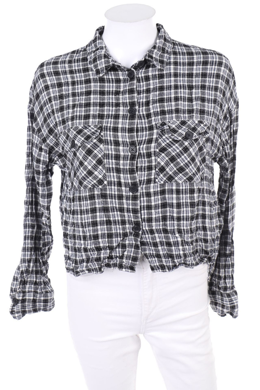 FB SISTER - Cropped-Hemd-Bluse mit Karo-Muster - S