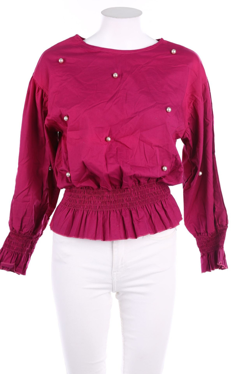 Ohne Label - Bluse mit Perlen aus Baumwolle - S