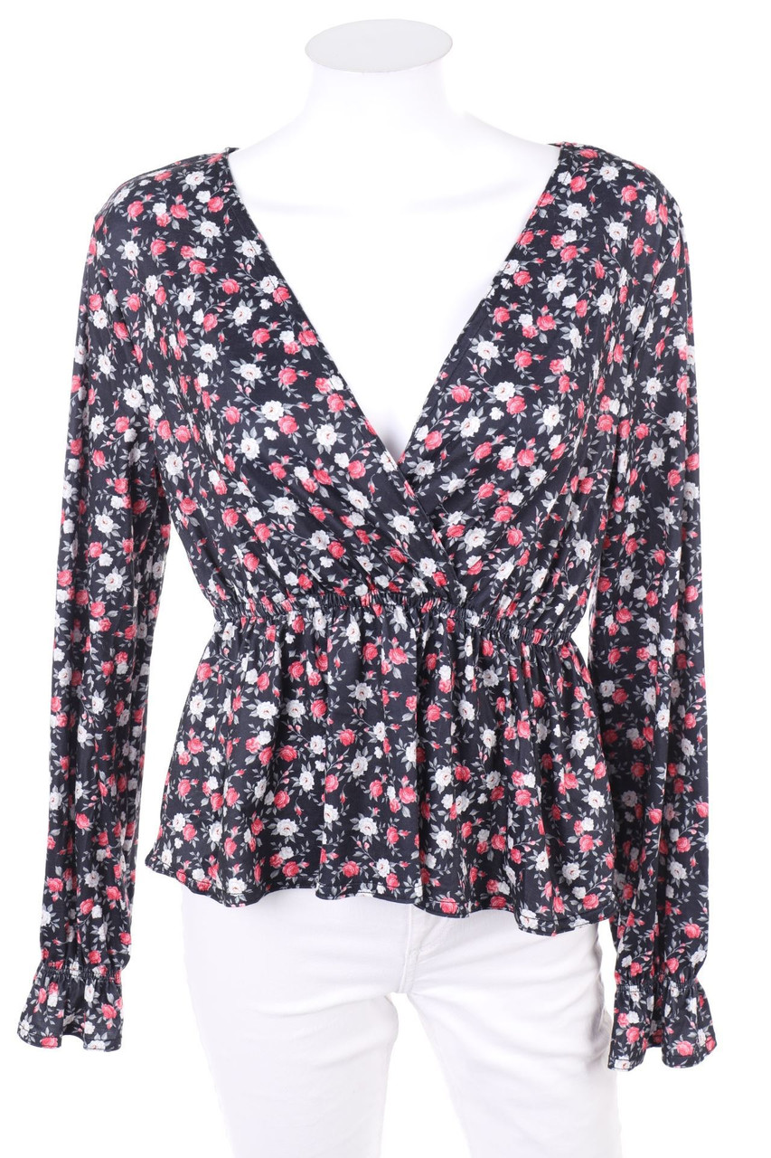 SHEIN - Print-Bluse in Wickel-Optik - D 36