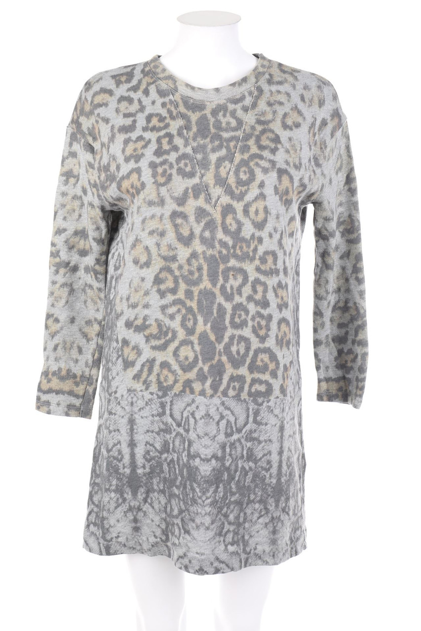 ZARA - Sweat-Kleid mit Leo-Print - M