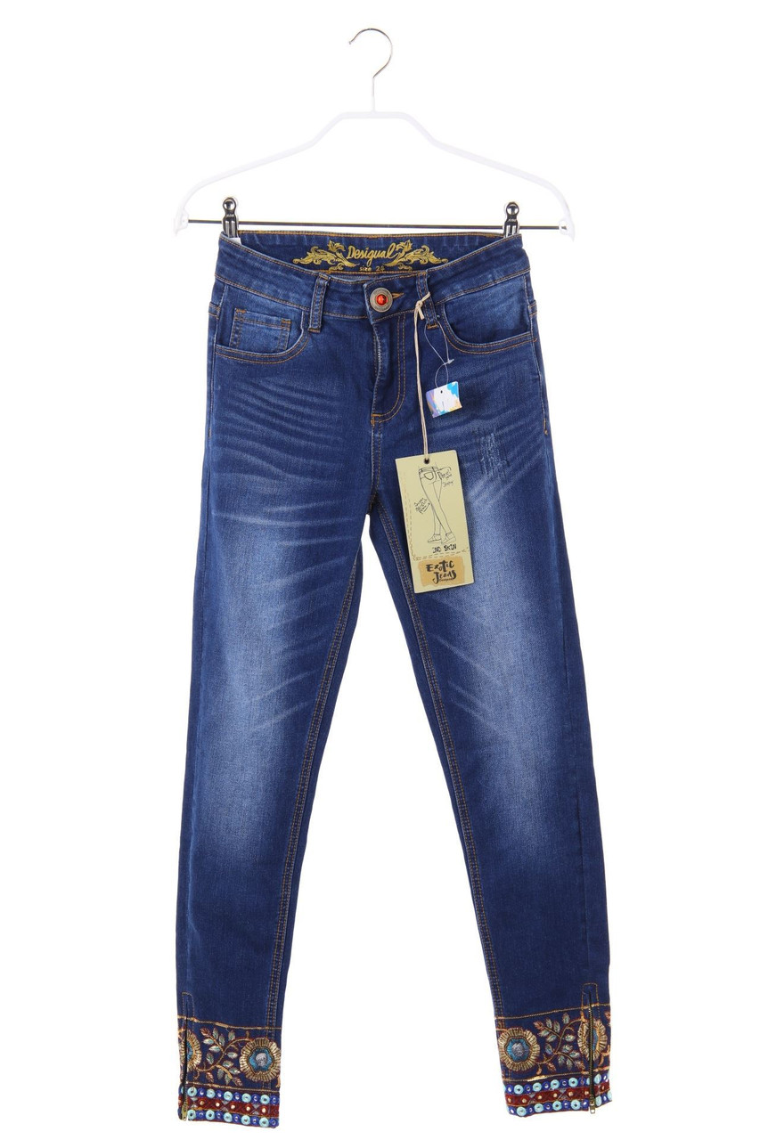Desigual - Boho-Distressed Skinny-Jeans mit Pailletten - W24