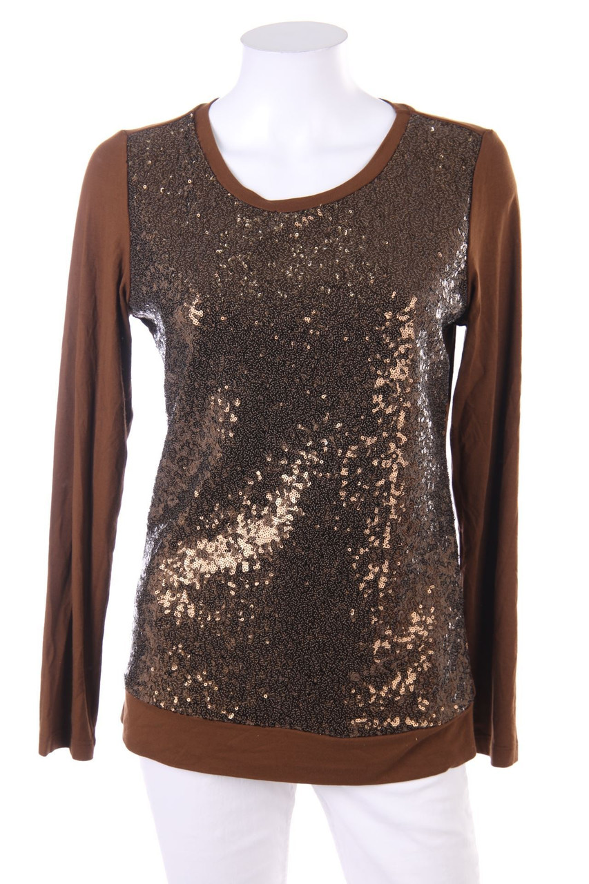 Sarah Kern - Pailletten-Longsleeve-Shirt - D 34