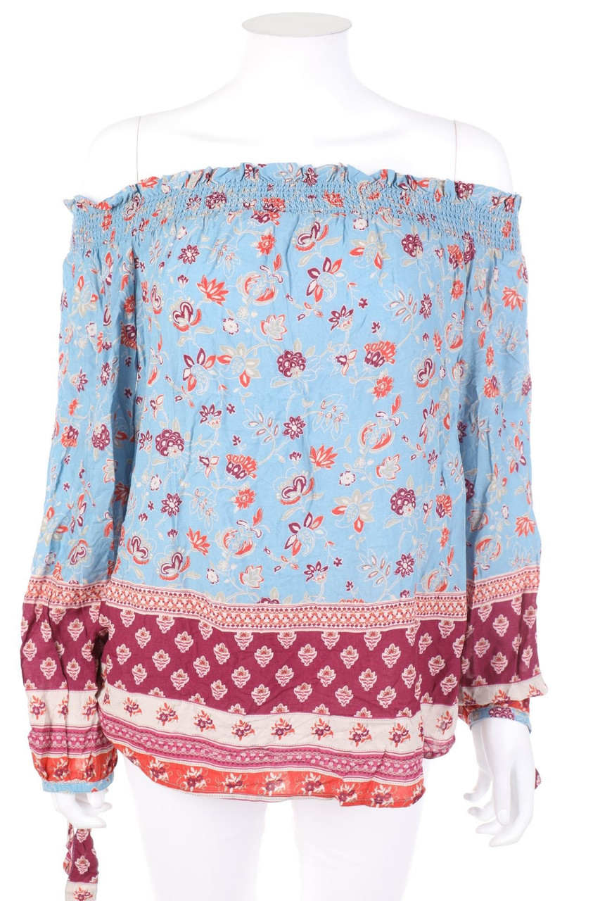 beachlunchlounge - Cold-Shoulder-Bluse mit Smok-Details - S